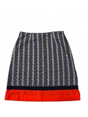 Talbots Navy Coral Polka Dot Color Block Pencil skirt size 4 Petite 4P